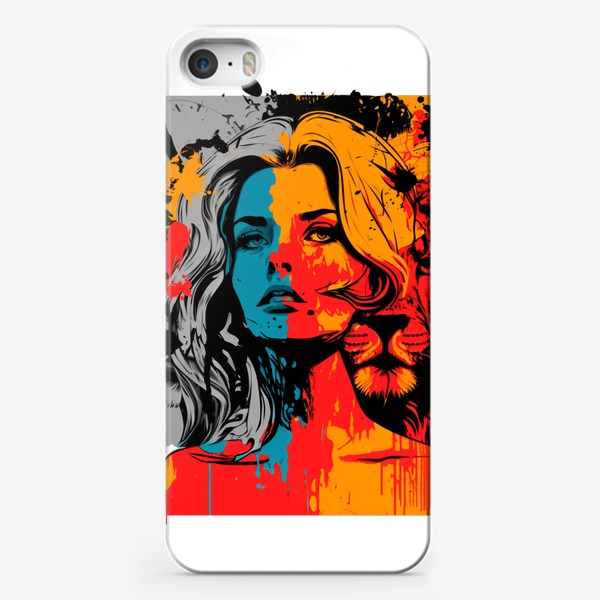 Чехол iPhone «Девушка Лев - стильный поп-арт с пятнами краски. Знаки зодиака»