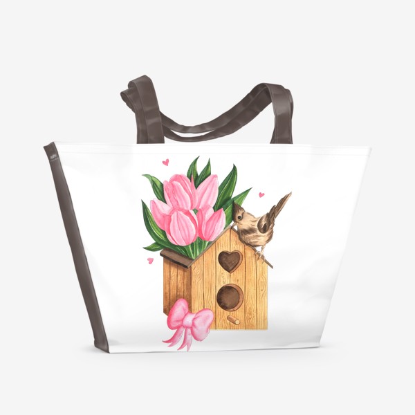 Пляжная сумка «Розовые тюльпаны»