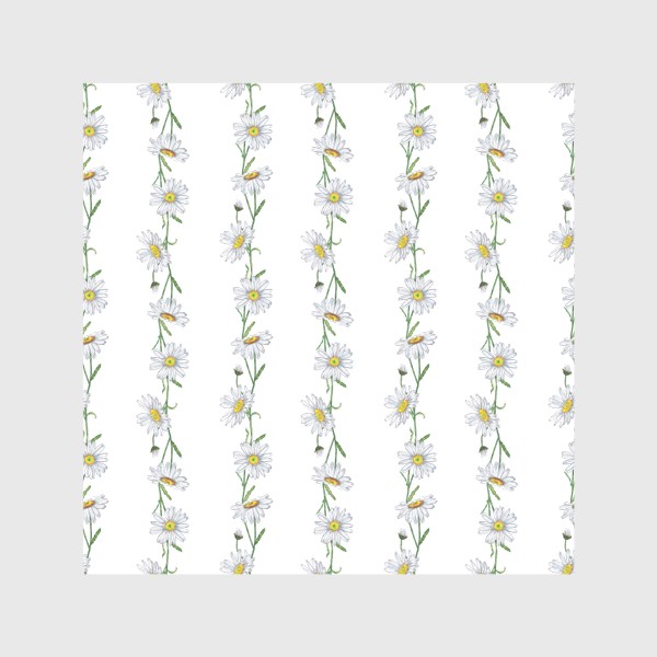Скатерть &laquo;Белые садовые ромашки Летний бесшовный паттерн в полоску Дачные цветы&raquo;