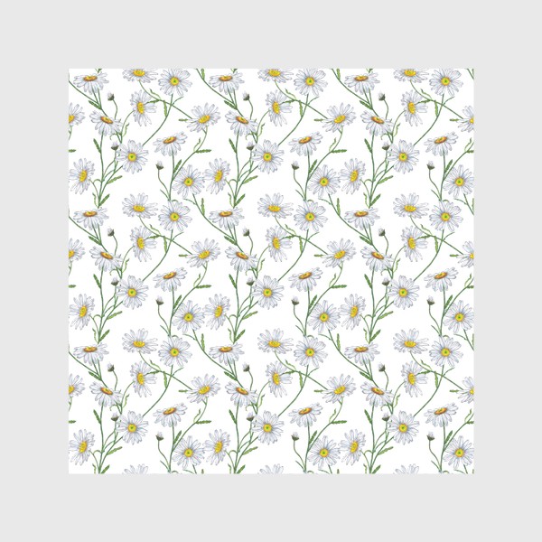 Скатерть «Белые садовые ромашки Летний бесшовный паттерн Дачные цветы»