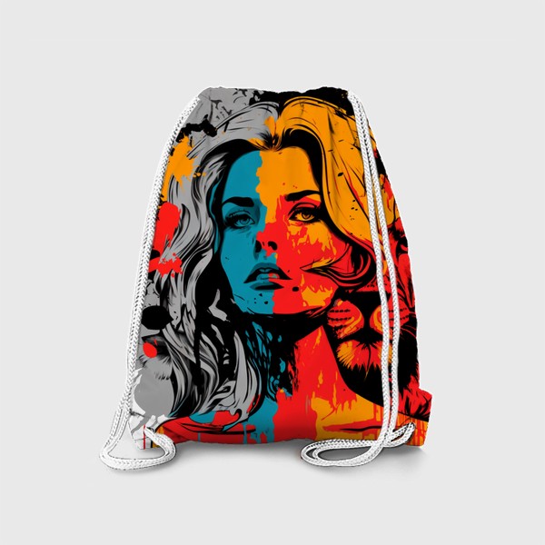 Рюкзак «Девушка Лев - стильный поп-арт с пятнами краски. Знаки зодиака»