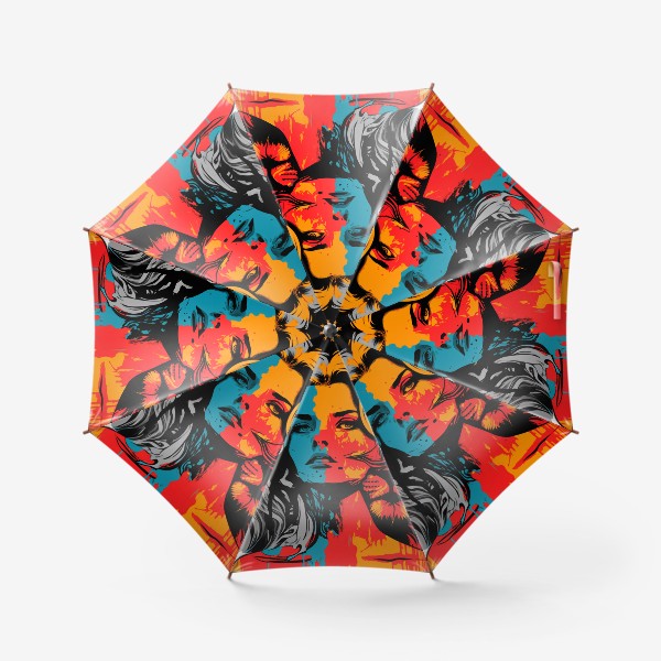 Зонт &laquo;Девушка Лев - стильный поп-арт с пятнами краски. Знаки зодиака&raquo;