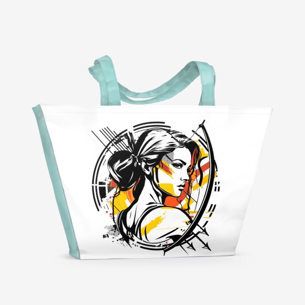 Пляжная сумка &laquo;Девушка Стрелец - стильный поп-арт. Знаки зодиака&raquo;