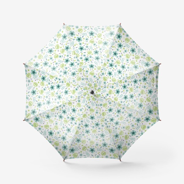 Зонт «Нежные цветы и листья, весенний принт»