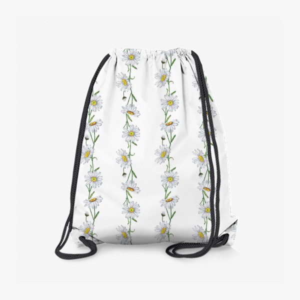 Рюкзак «Белые садовые ромашки Летний бесшовный паттерн в полоску Дачные цветы»