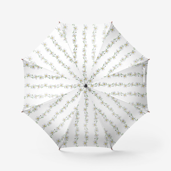 Зонт &laquo;Белые садовые ромашки Летний бесшовный паттерн в полоску Дачные цветы&raquo;