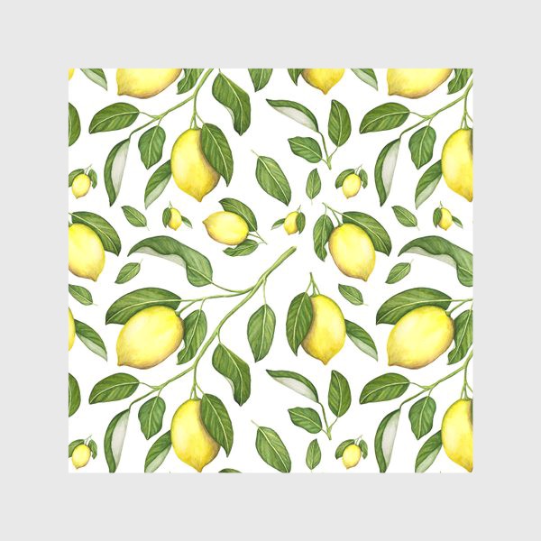 Скатерть «Паттерн с лимонами, крупный узор. Акварель»