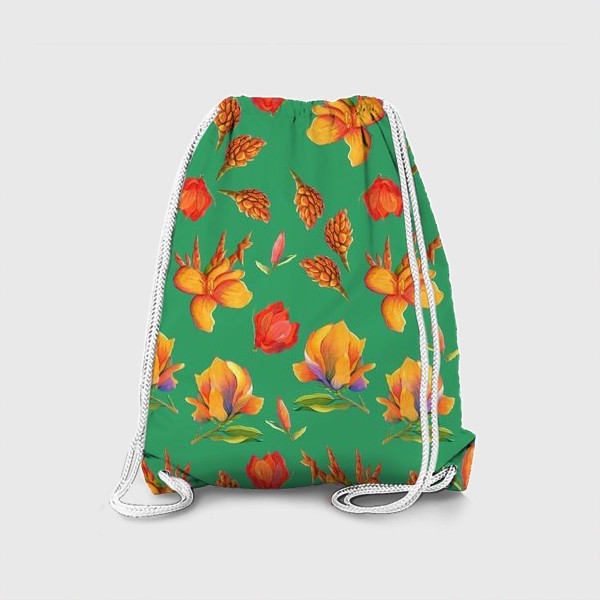 Рюкзак «Тропики цветов на зеленом»