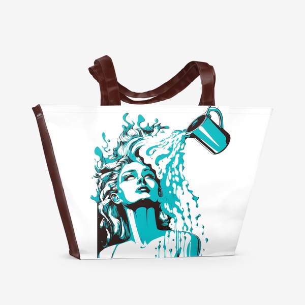 Пляжная сумка «Девушка Водолей - стильный поп-арт. Принт знаки зодиака»