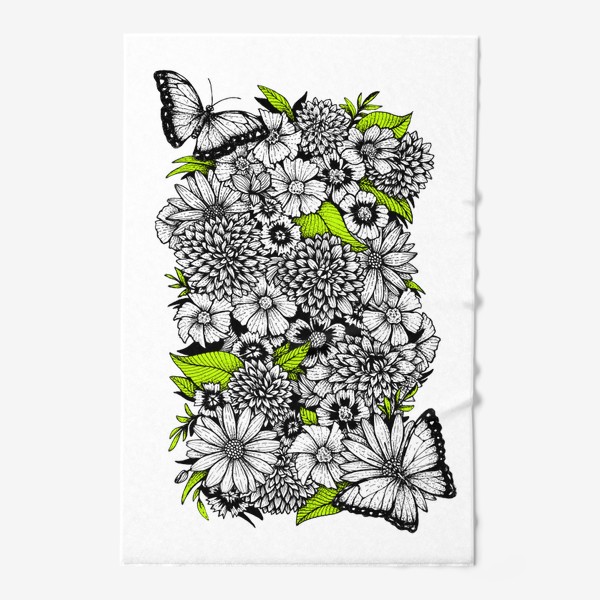 Полотенце &laquo;Цветы и бабочки (Лето, весна, букет)&raquo;