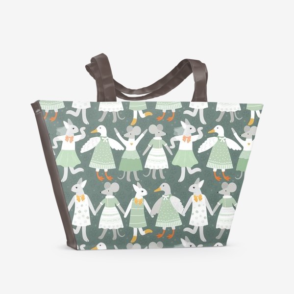 Пляжная сумка «Хоровод - мышь, заяц и гусь танцуют»