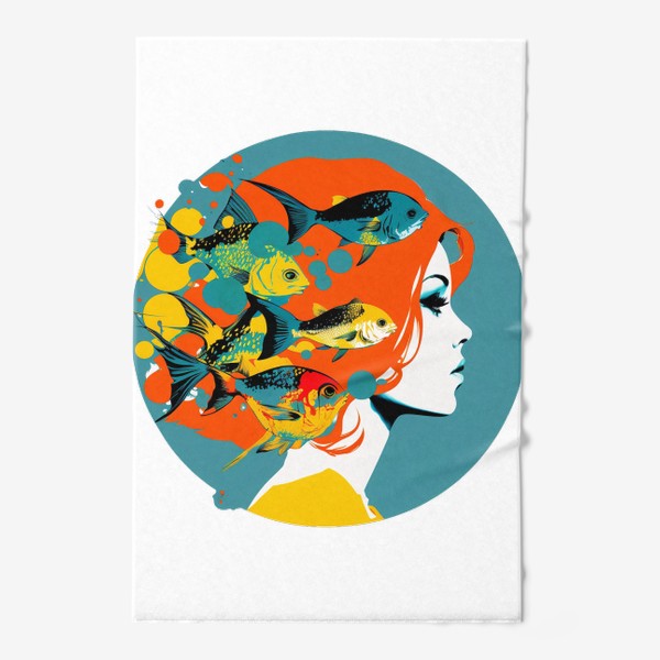 Полотенце «Девушка Рыбы - стильный поп-арт. Принт знаки зодиака»