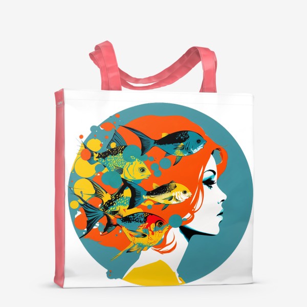 Сумка-шоппер «Девушка Рыбы - стильный поп-арт. Принт знаки зодиака»