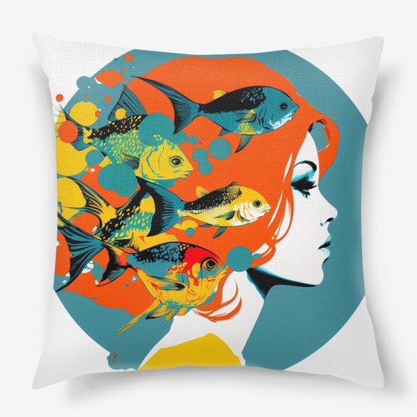 Подушка «Девушка Рыбы - стильный поп-арт. Принт знаки зодиака»