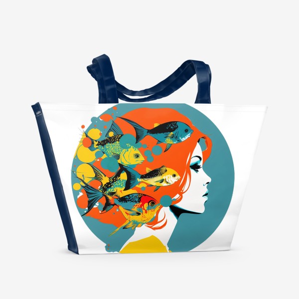 Пляжная сумка &laquo;Девушка Рыбы - стильный поп-арт. Принт знаки зодиака&raquo;