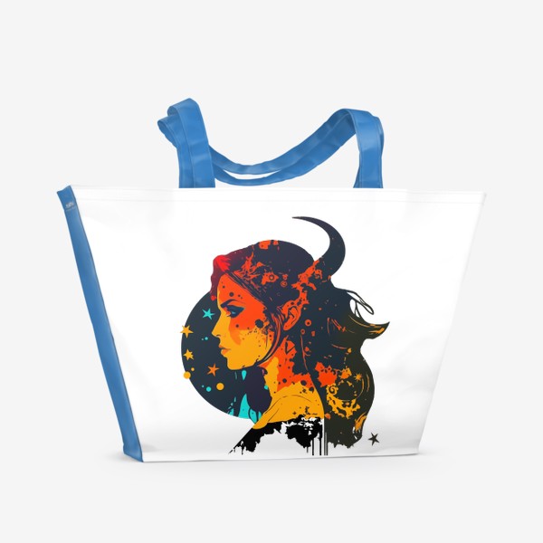 Пляжная сумка «Девушка Козерог - стильный поп-арт. Принт знаки зодиака»