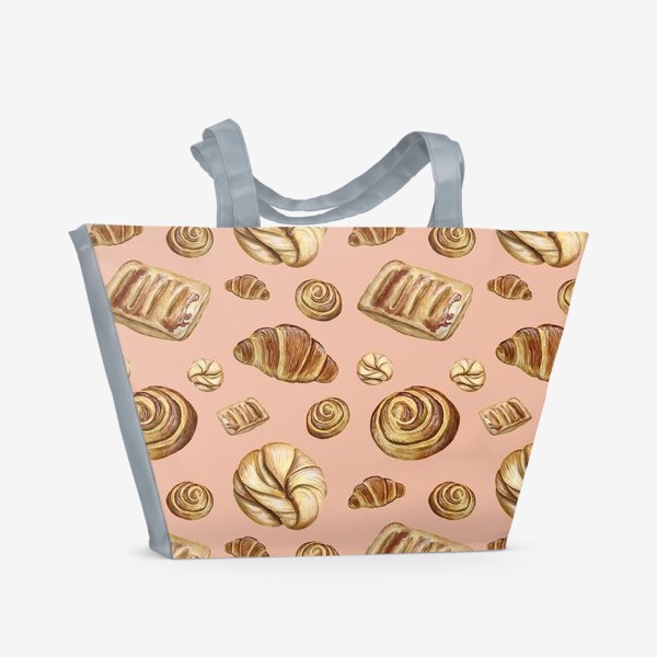 Пляжная сумка «Паттерн с акварельной выпечкой»