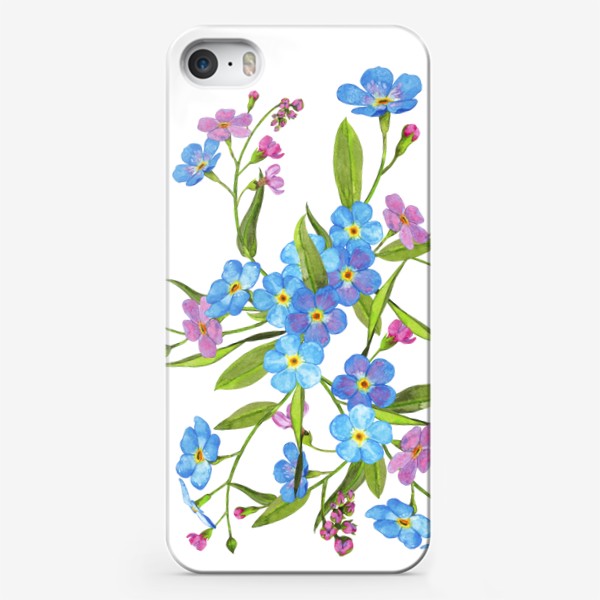 Чехол iPhone «Голубые незабудки  Букет полевых цветов»