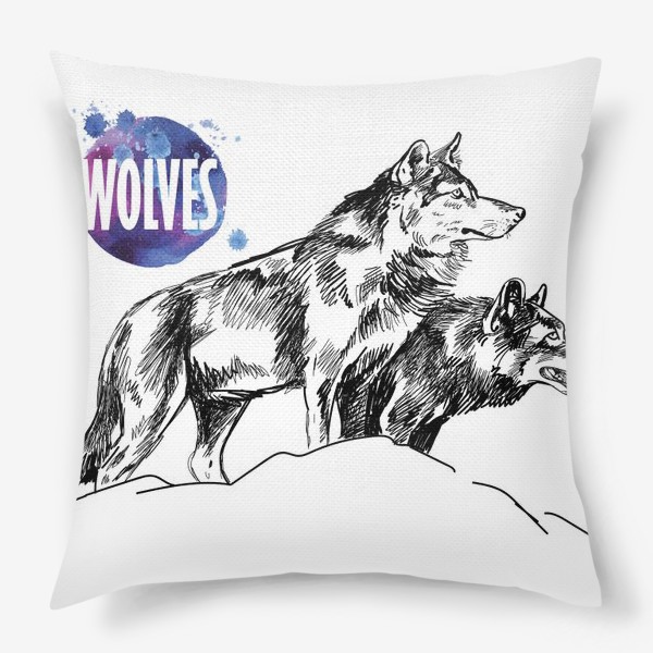 Подушка «два волка на скале»