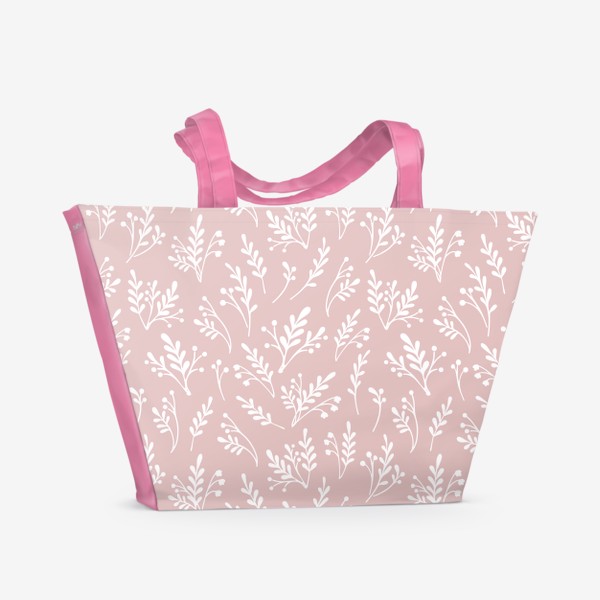Пляжная сумка «Нежный принт с силуэтами трав и цветов»