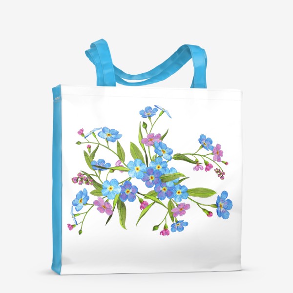 Сумка-шоппер «Голубые незабудки  Букет полевых цветов»