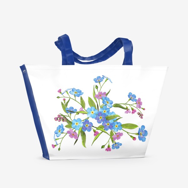 Пляжная сумка «Голубые незабудки  Букет полевых цветов»