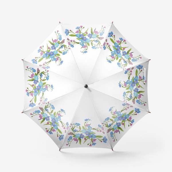 Зонт «Голубые незабудки  Букет полевых цветов»