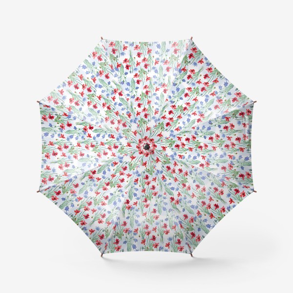 Зонт «Акварельный цветочный принт с колокольчиками и маками»