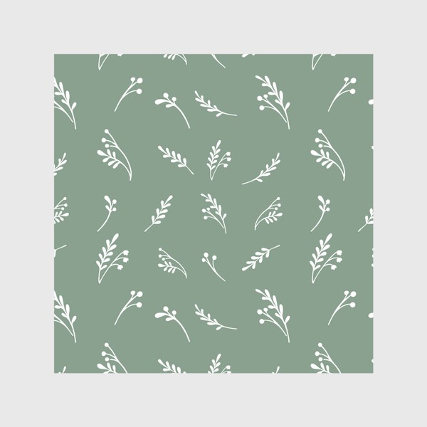 Скатерть «Паттерн с силуэтами растений на зеленом фоне»