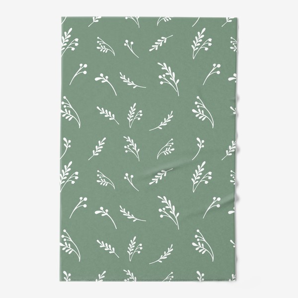 Полотенце «Паттерн с силуэтами растений на зеленом фоне»
