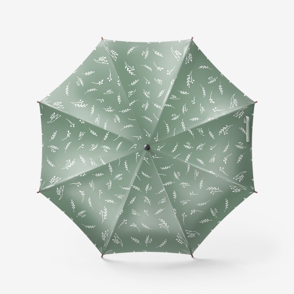 Зонт &laquo;Паттерн с силуэтами растений на зеленом фоне&raquo;