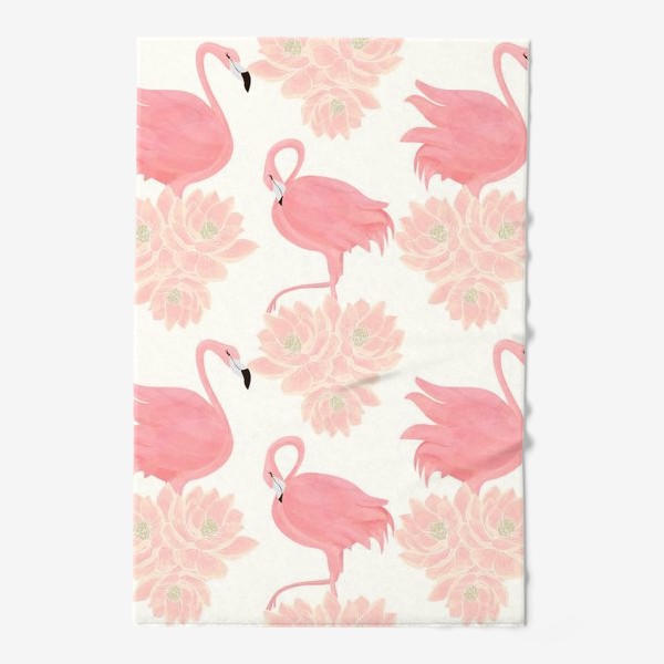 Полотенце «Розовый фламинго в лотосах»