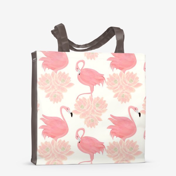Сумка-шоппер «Розовый фламинго в лотосах»