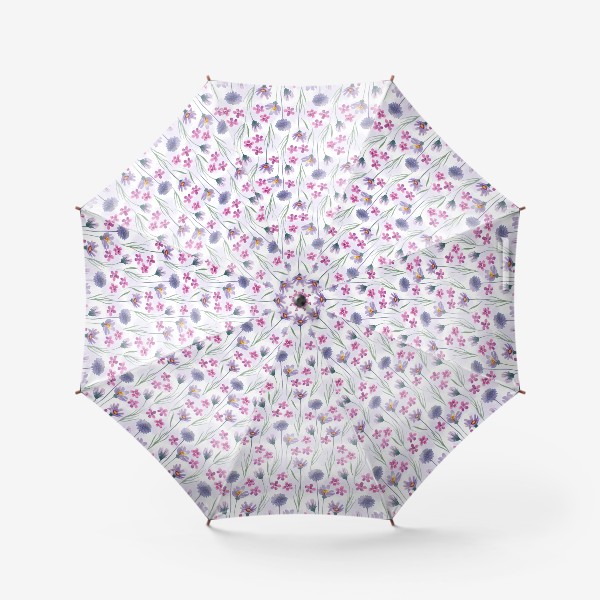 Зонт «Акварельный паттерн луговые цветы»