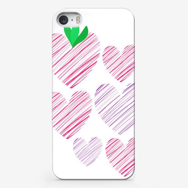 Чехол iPhone «Сердечки+клубничка»