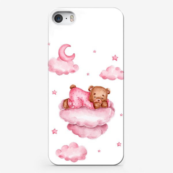 Чехол iPhone «Мишка спит на розовом облаке»