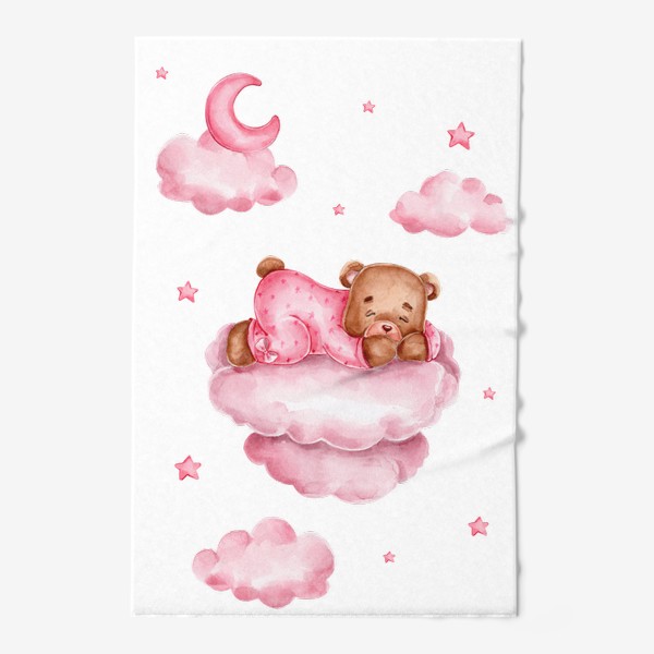 Полотенце &laquo;Мишка спит на розовом облаке&raquo;