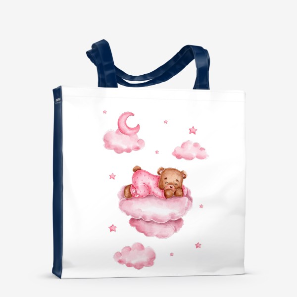 Сумка-шоппер «Мишка спит на розовом облаке»