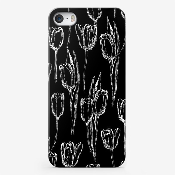 Чехол iPhone «тюльпаны на чёрном»