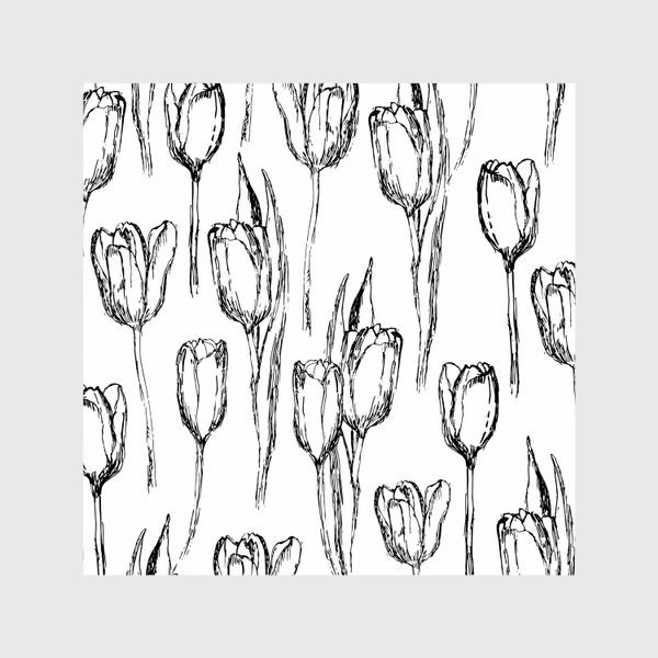 Шторы «чёрно-белые тюльпаны»