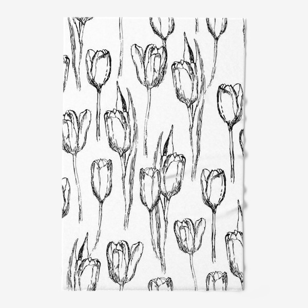 Полотенце &laquo;чёрно-белые тюльпаны&raquo;