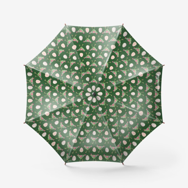Зонт «Пасхальный акварельный  паттерн Курочки на зеленом»