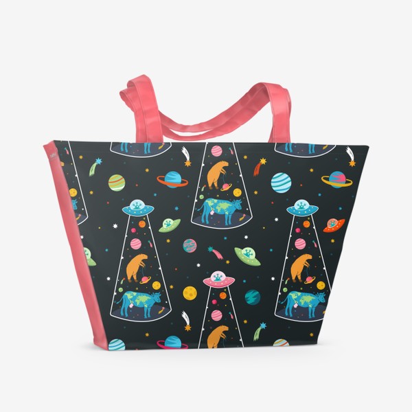Пляжная сумка «НЛО, космос и капибара»