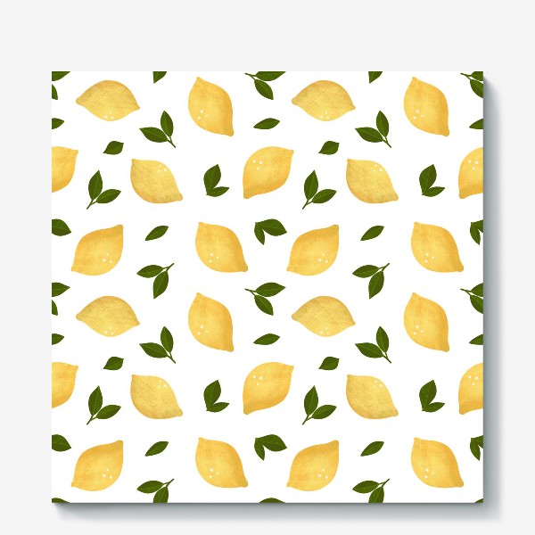 Холст «Лимоны на белом фоне Лимонный принт Летний принт с лимонами»
