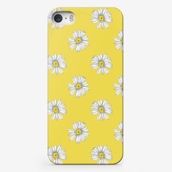 Чехол iPhone «Белые ромашки на желтом фоне Летний солнечный паттерн»