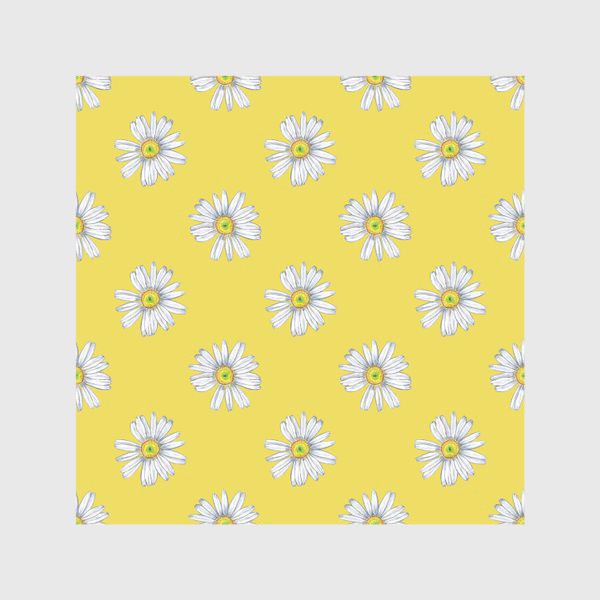 Скатерть «Белые ромашки на желтом фоне Летний солнечный паттерн»