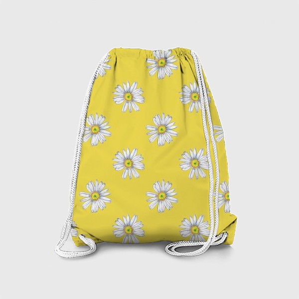 Рюкзак «Белые ромашки на желтом фоне Летний солнечный паттерн»