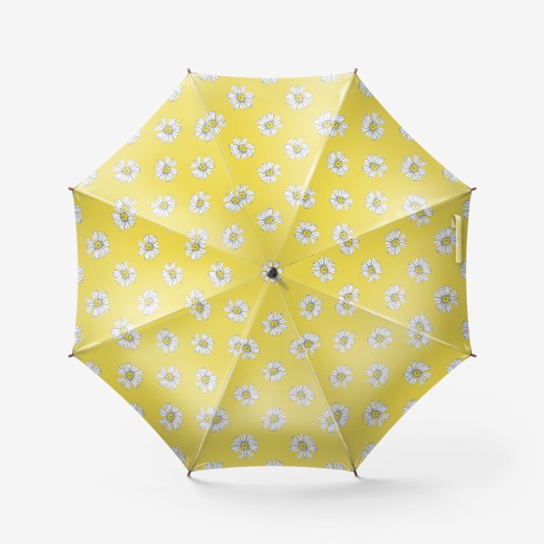 Зонт «Белые ромашки на желтом фоне Летний солнечный паттерн»