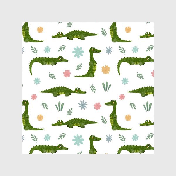 Шторы &laquo;Принт с крокодилами и цветами Крокодил и крокодилы&raquo;