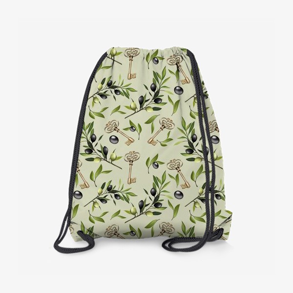 Рюкзак «Ключик и оливка на зеленом фоне»